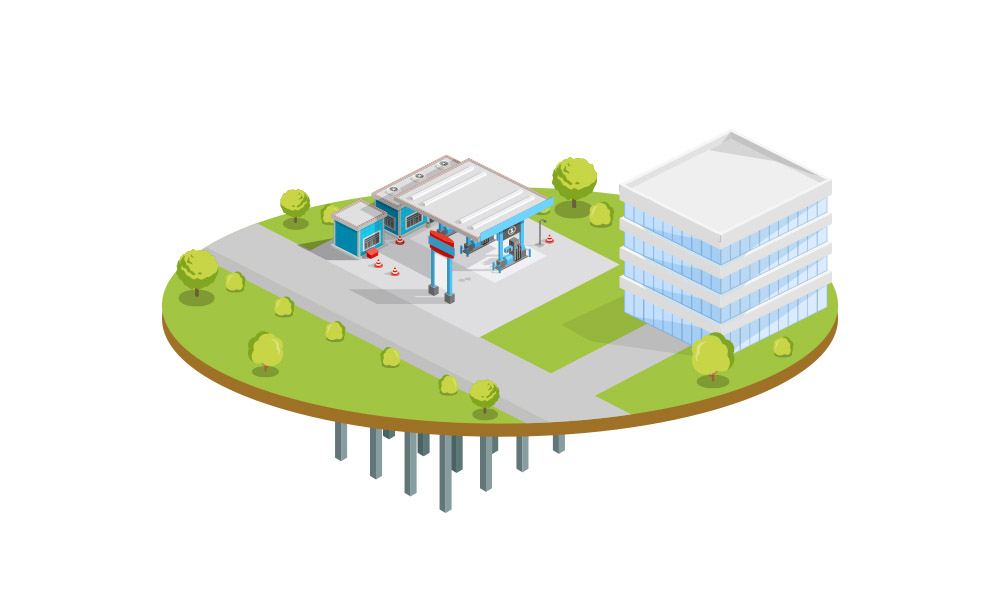 Budowa stacji benzynowej w sąsiedztwie innych budynków