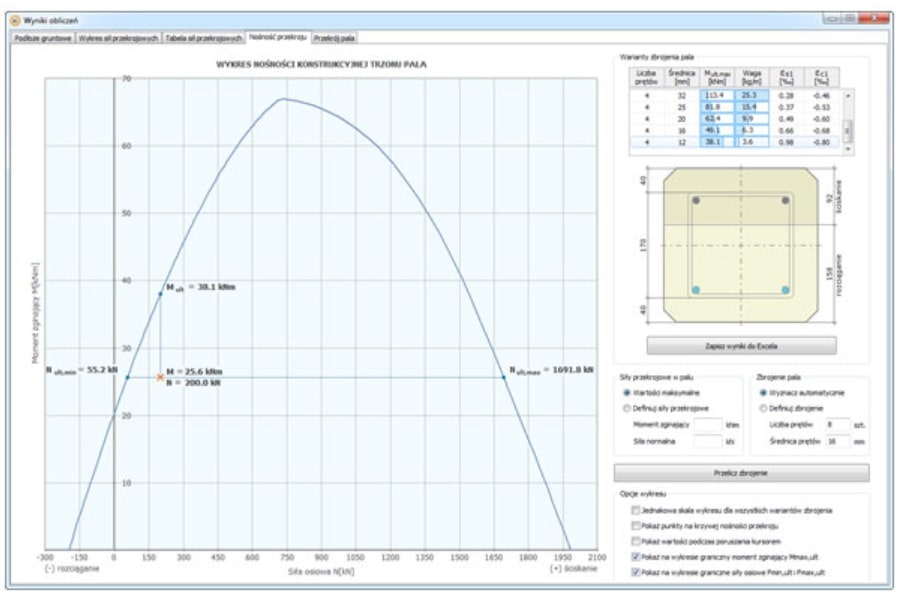Obciążenia fundamentu palowego i pala