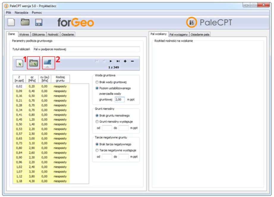 Przykład oszacowania nośności osiowej oraz osiadania pala prefabrykowanego przy użyciu programu PaleCPT