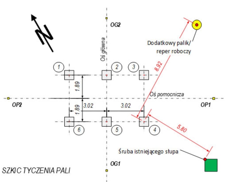 Wytyczenie pali drewnianych