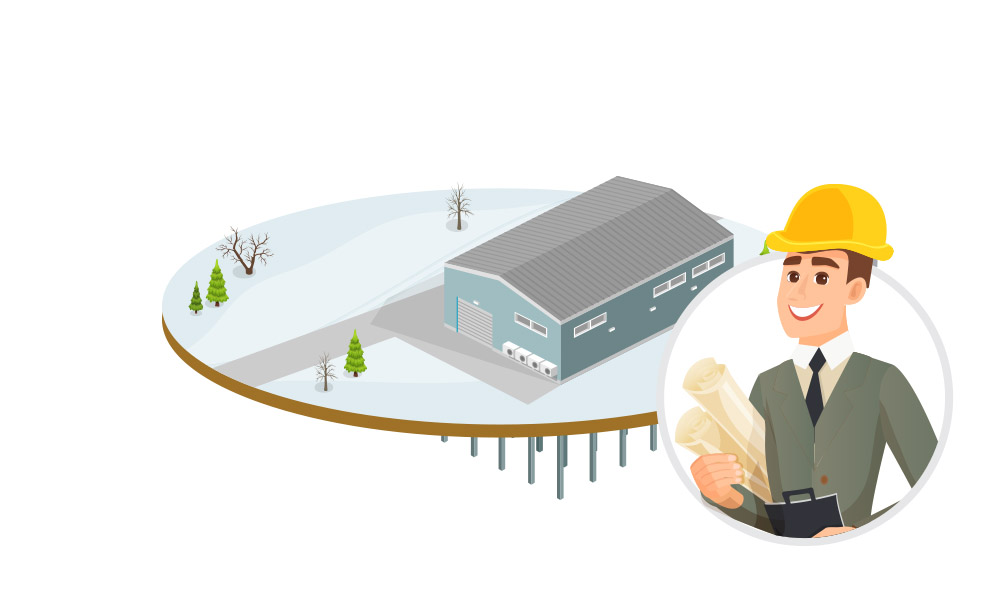 Posadowienie hali w warunkach zimowych