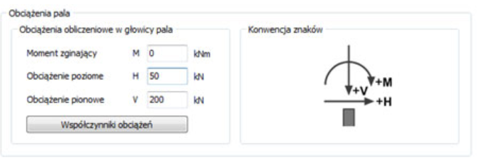 Obciążenia fundamentu palowego i pala